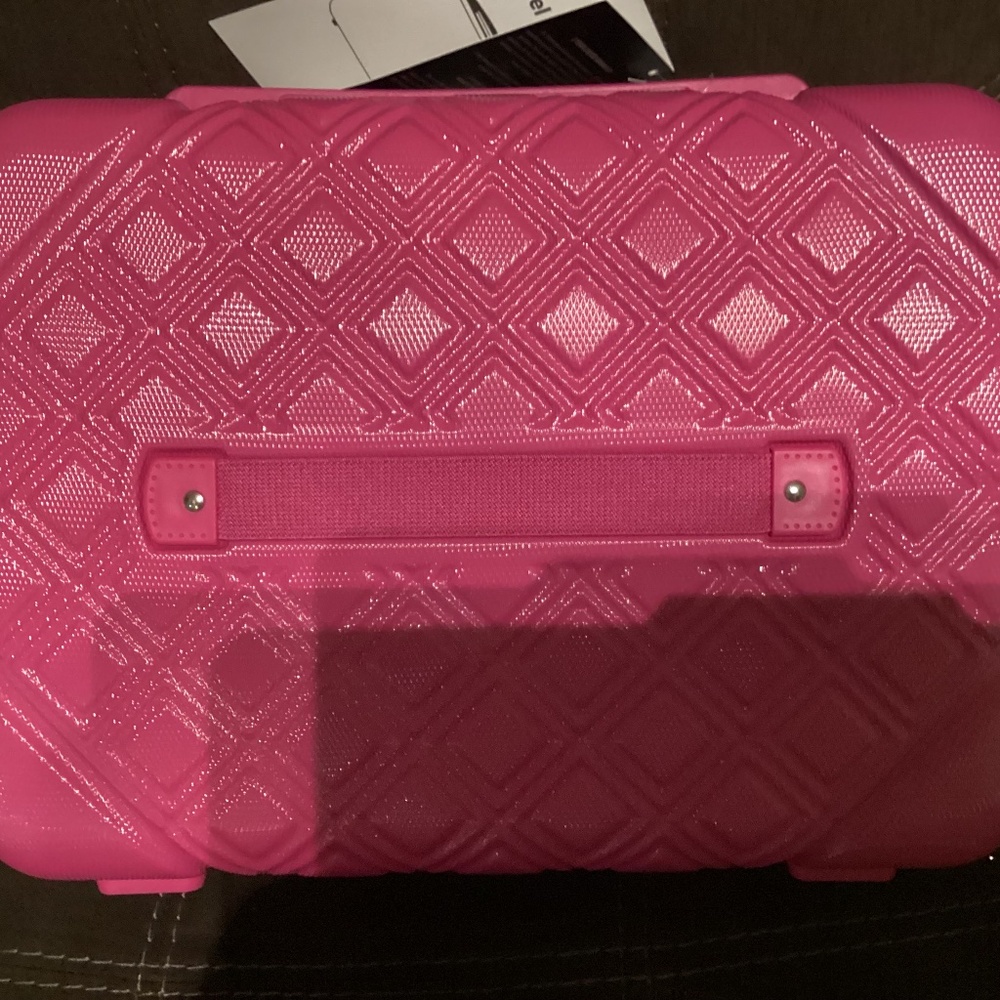 Pink Diamond-Pattern Hard Case Travel Cosmetic Organizer
